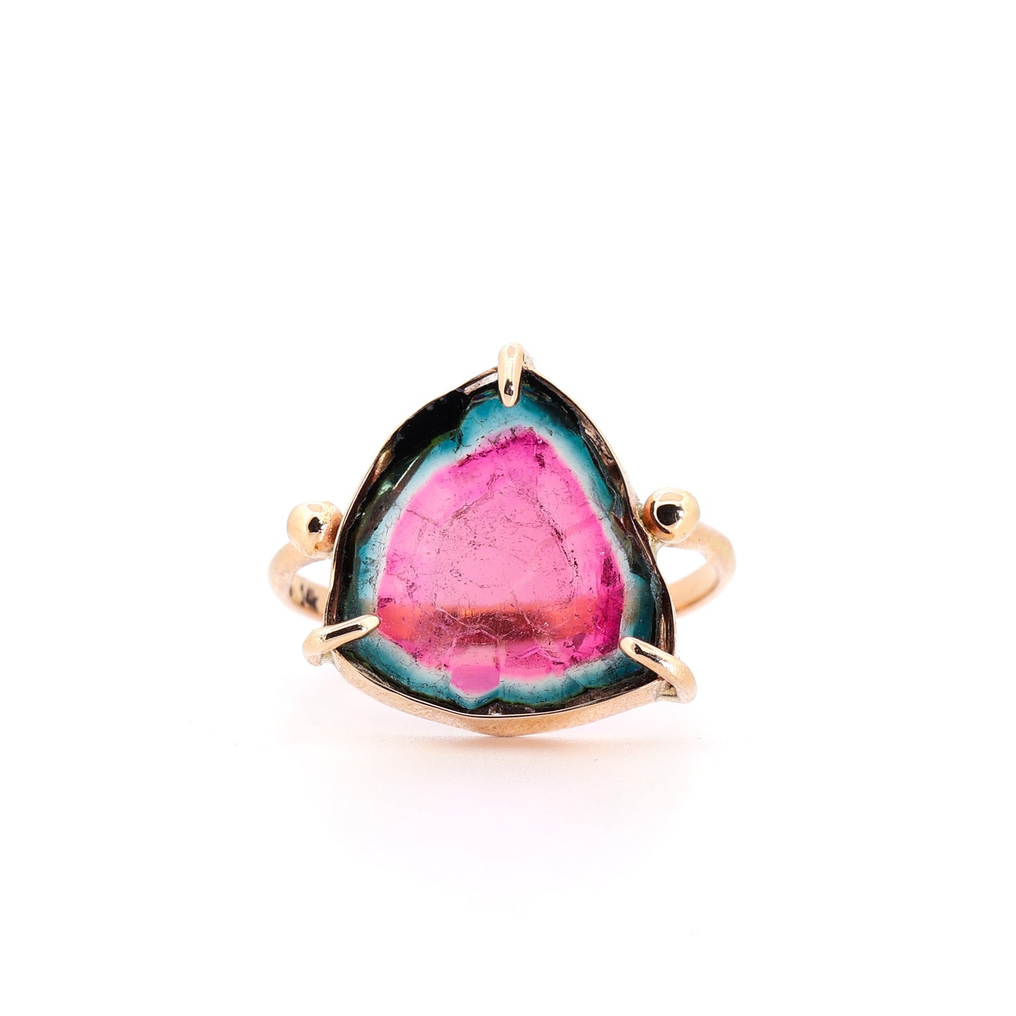 14k Yellow Gold & Raw Tourmaline Slice Ring