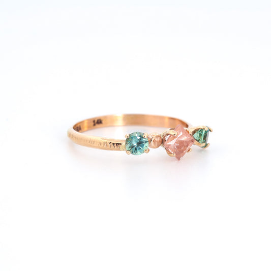 14k Sunstone and Sapphire ring