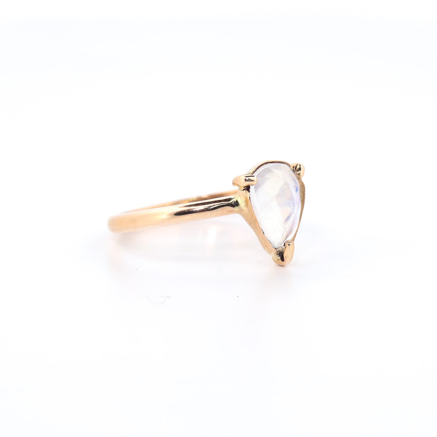 14k Yellow Gold Rainbow Moonstone Ring