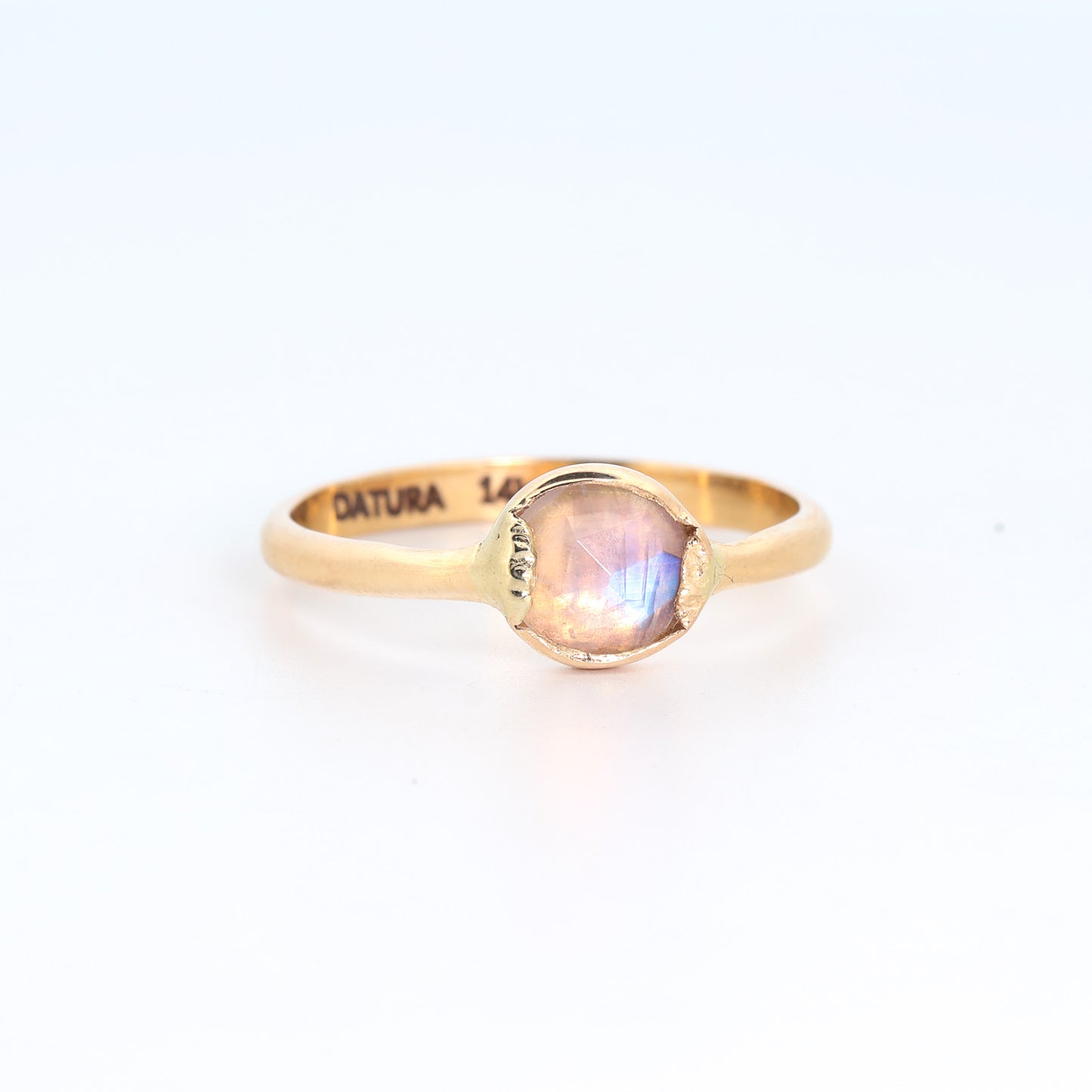 14k Yellow Gold Rainbow Moonstone Ring