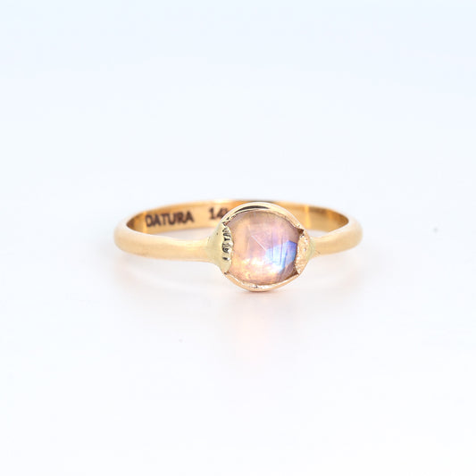 14k Yellow Gold Rainbow Moonstone Ring
