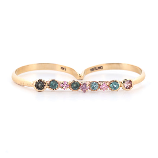 14k Yellow Gold 2-Finger Sapphire Ring