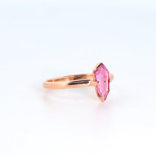 14k Rose Gold & Pink Sapphire Shield Ring