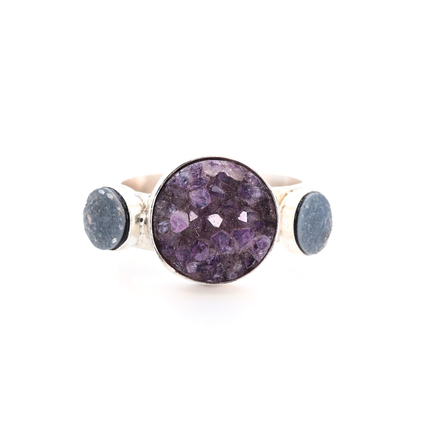 Sterling Silver, Amethyst, & Druzy Ring