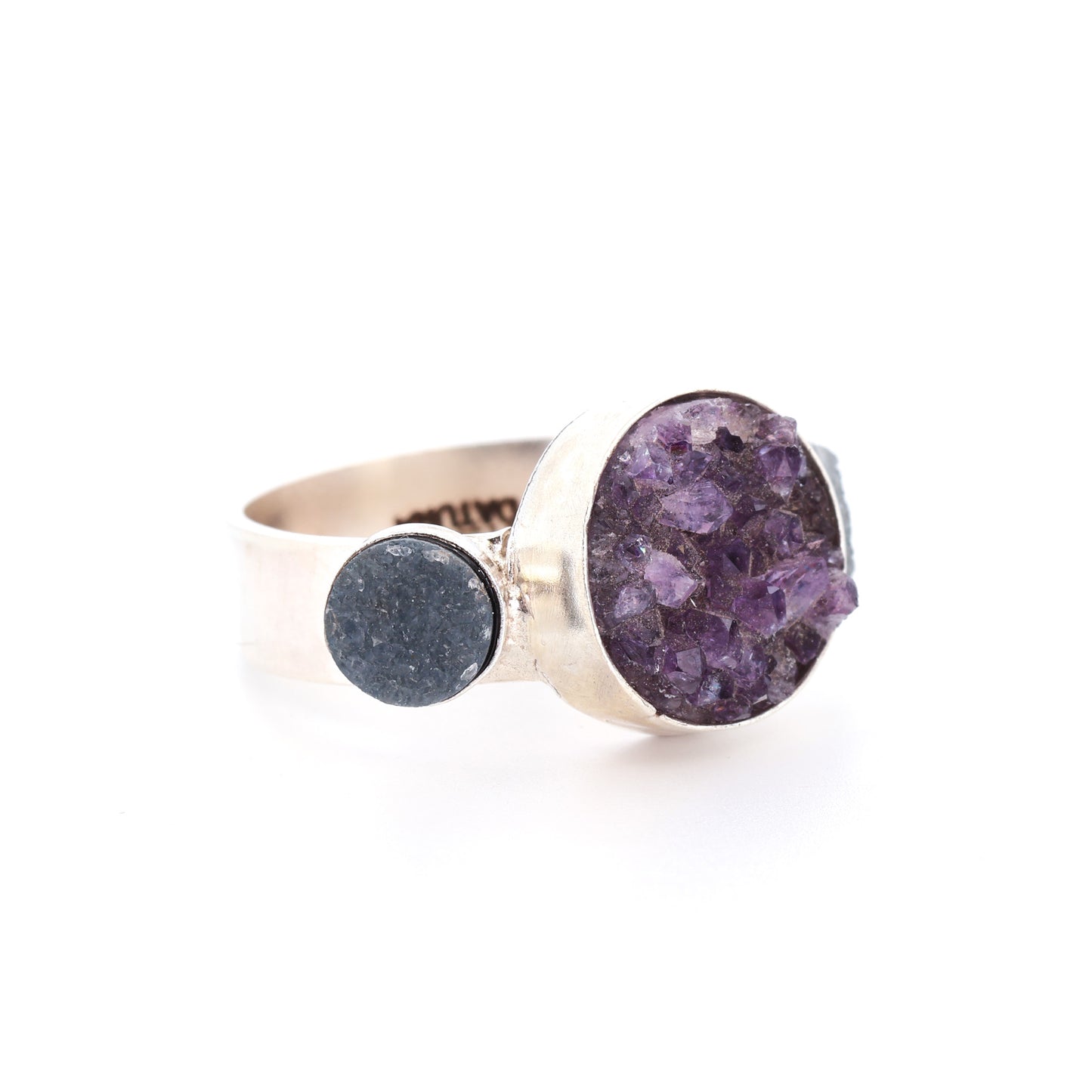 Sterling Silver, Amethyst, & Druzy Ring