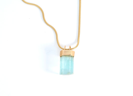 Aquamarine & 14k Gold Pendant