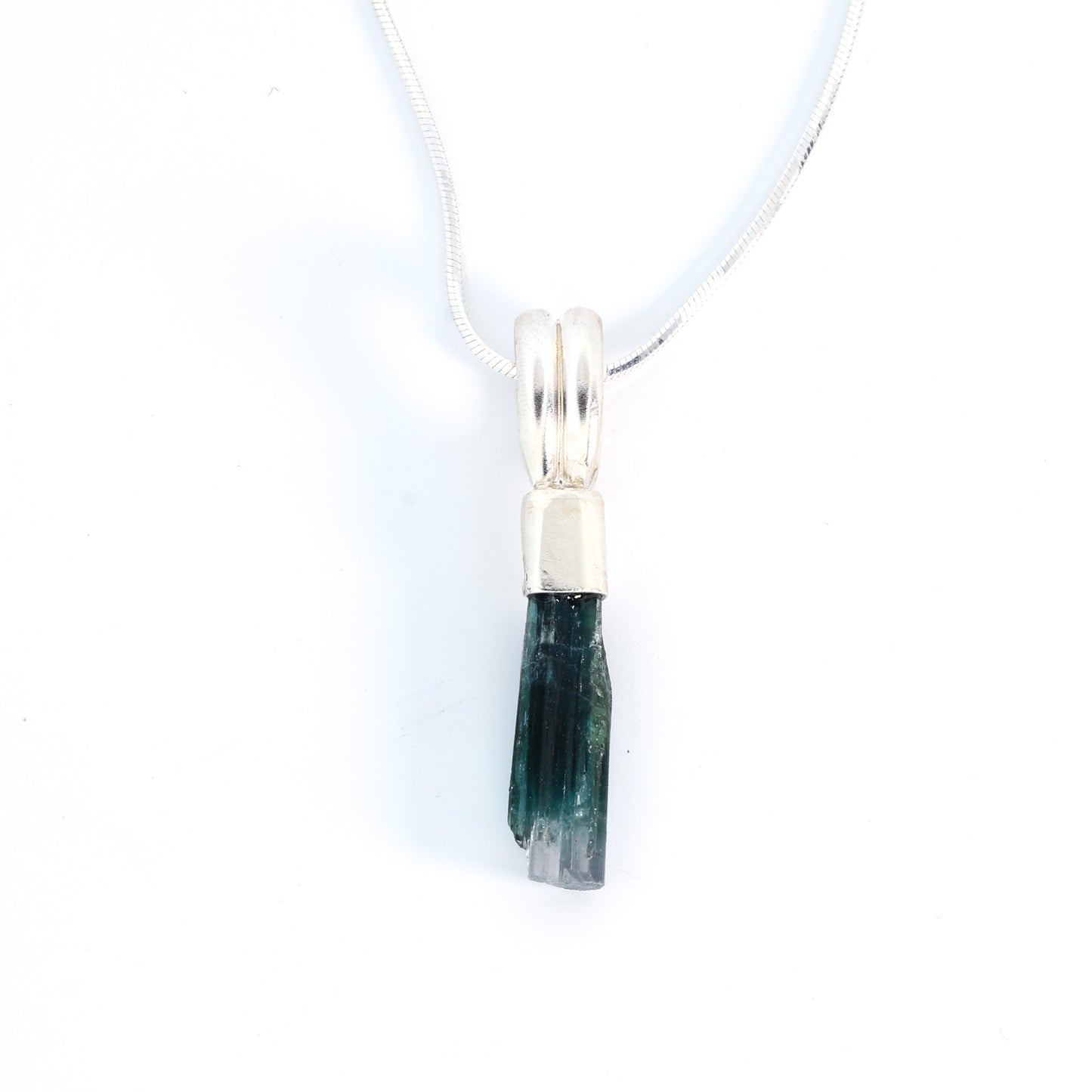 Sterling Silver & blue purple tip Tourmaline Pendant