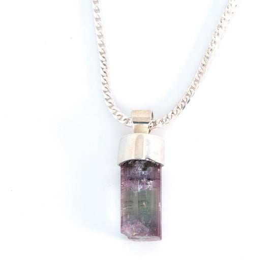 Sterling Silver & Raw Tourmaline Necklace