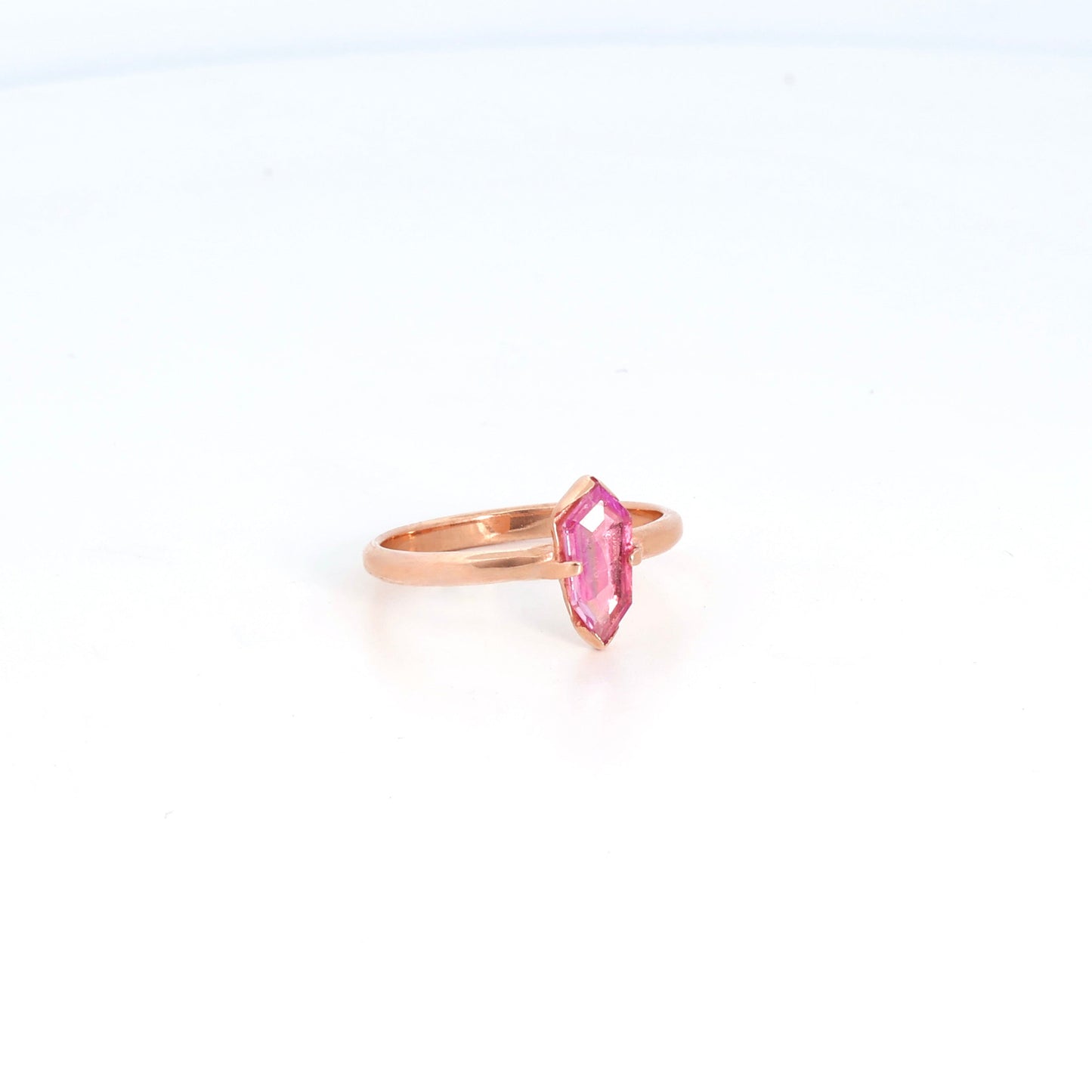 14k Rose Gold & Pink Sapphire Shield Ring