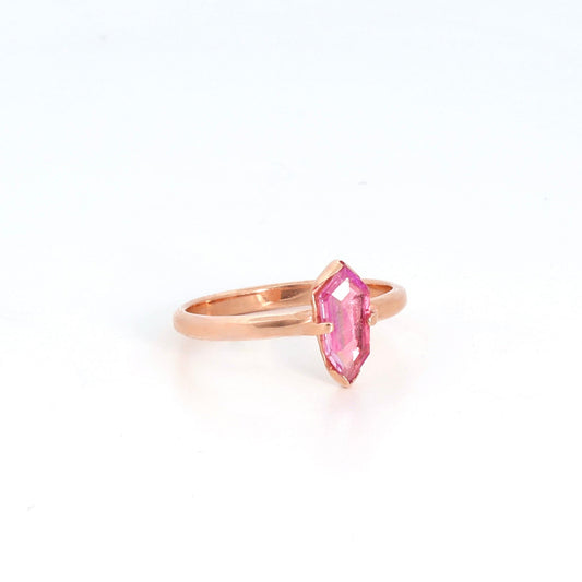 14k Rose Gold & Pink Sapphire Shield Ring