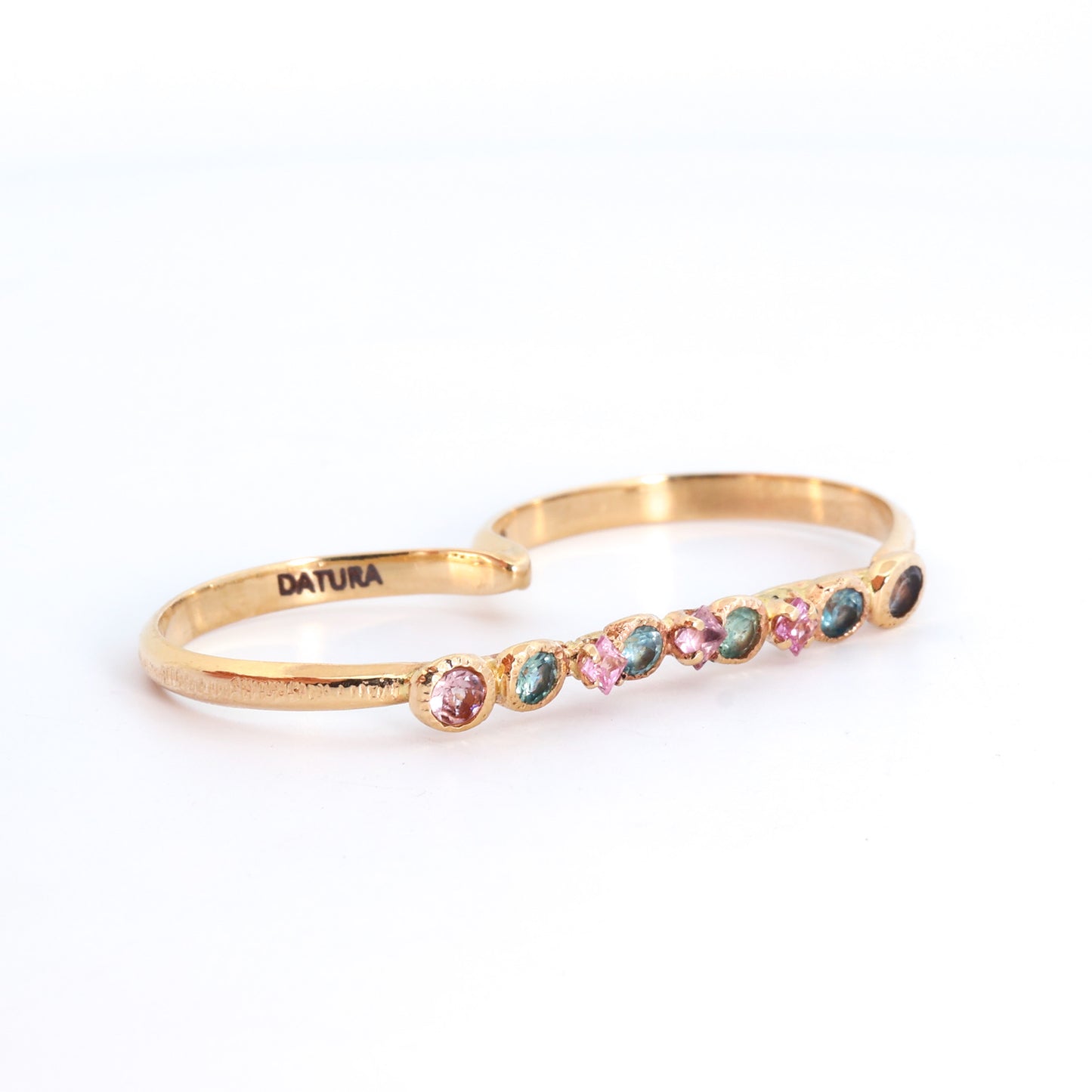 14k Yellow Gold 2-Finger Sapphire Ring