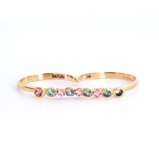 14k Yellow Gold 2-Finger Sapphire Ring