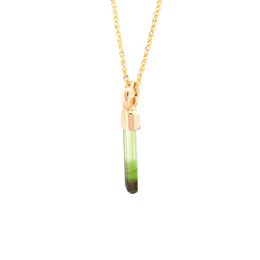 14k Yellow Gold & Olive Green Tourmaline Pendant