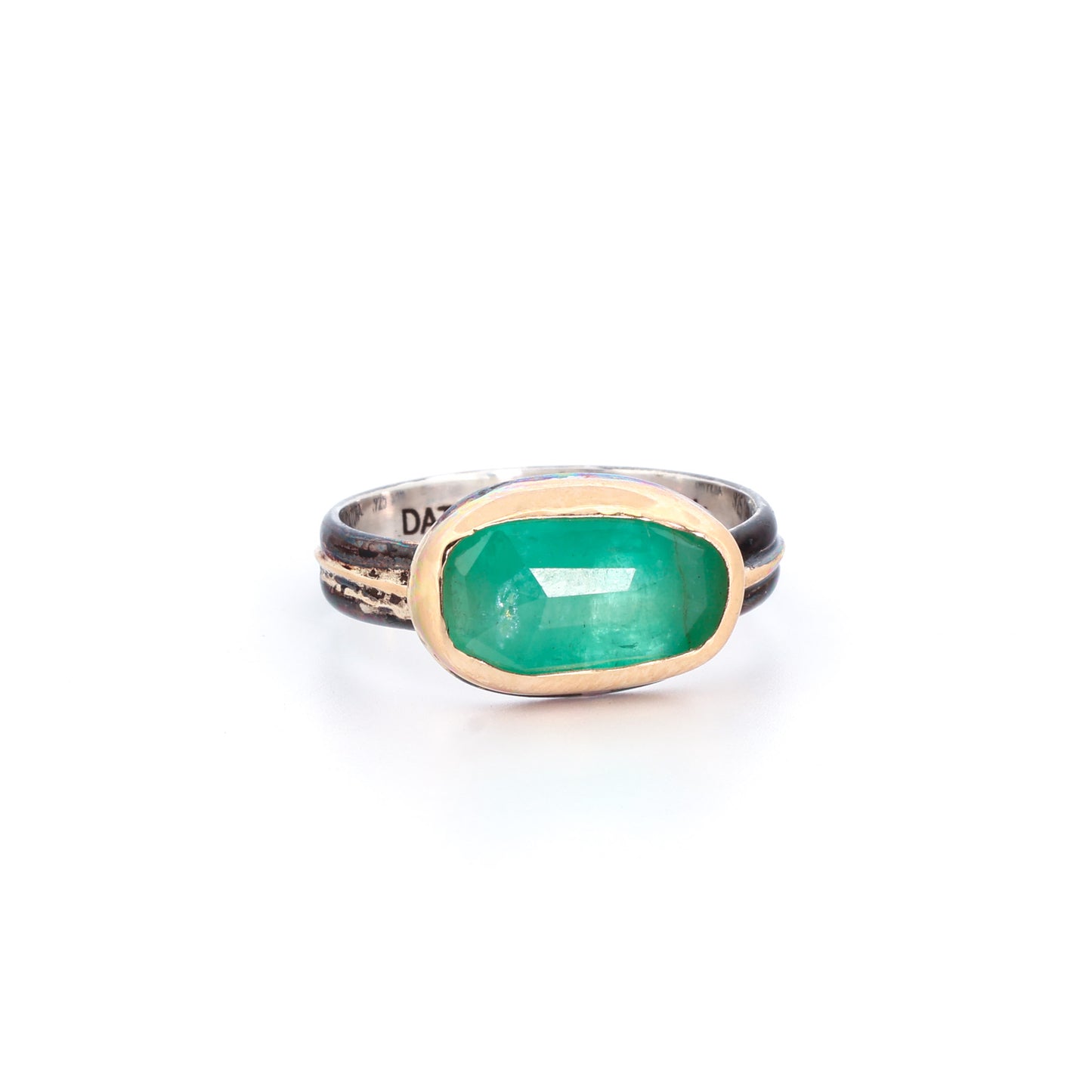 Emerald, 14k Gold and Sterling Silver Ring