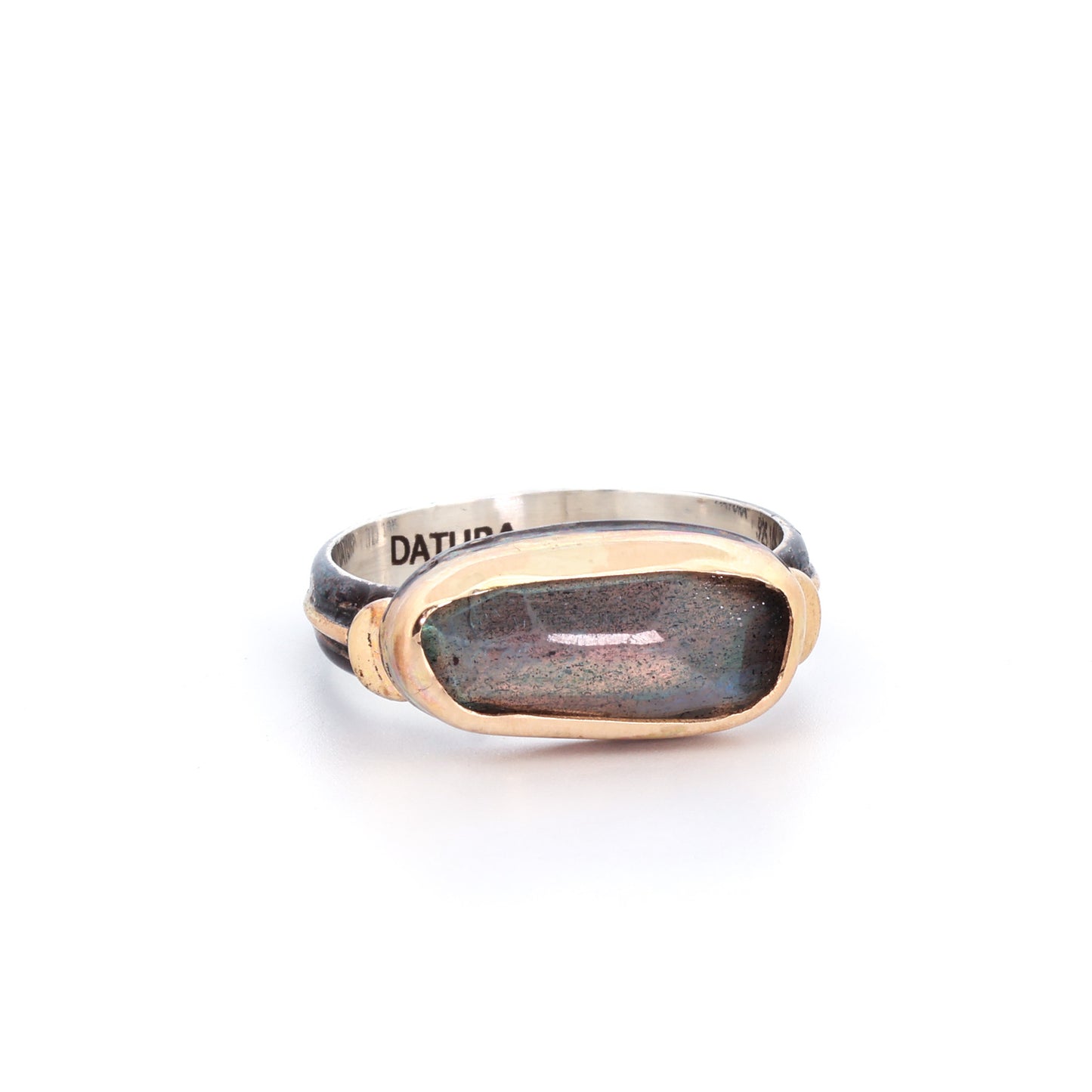 Labradorite, 14k Gold & Blackened Sterling Silver Ring