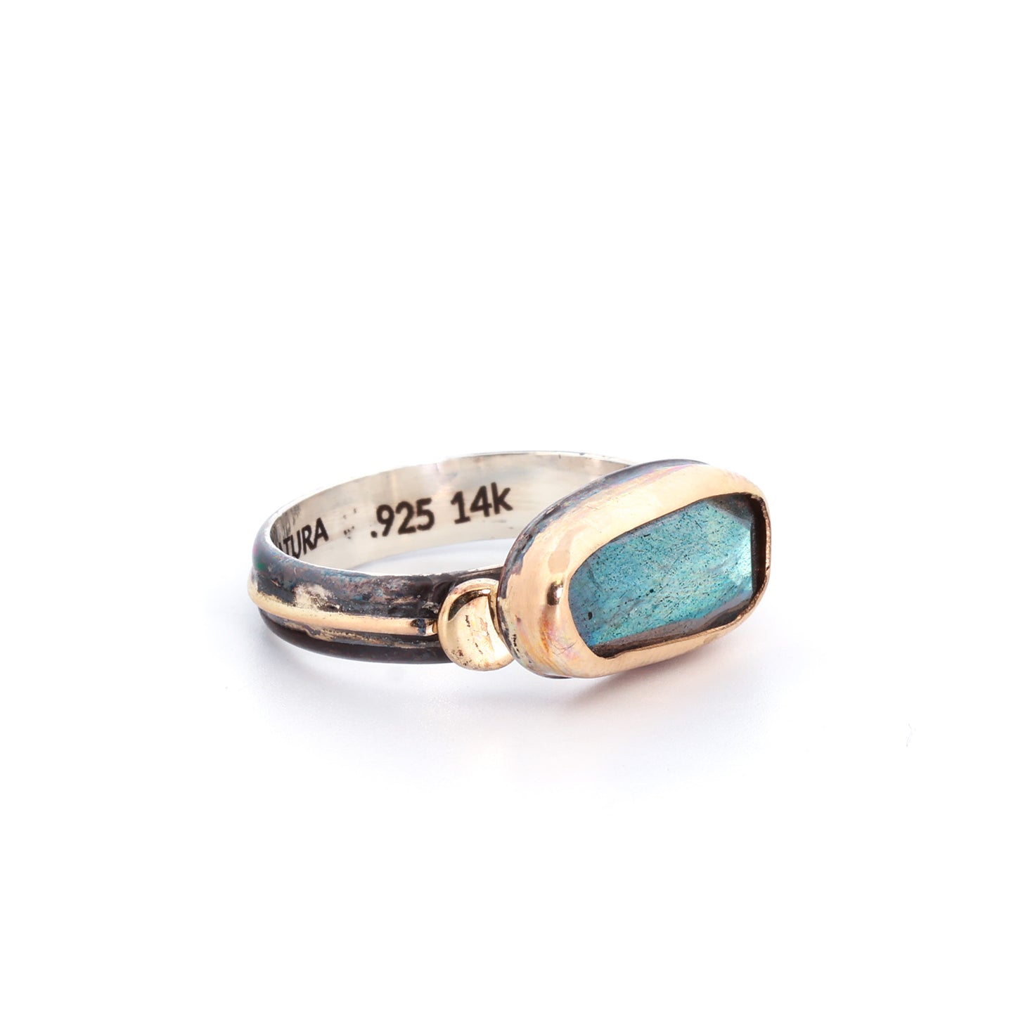 Labradorite, 14k Gold & Blackened Sterling Silver Ring