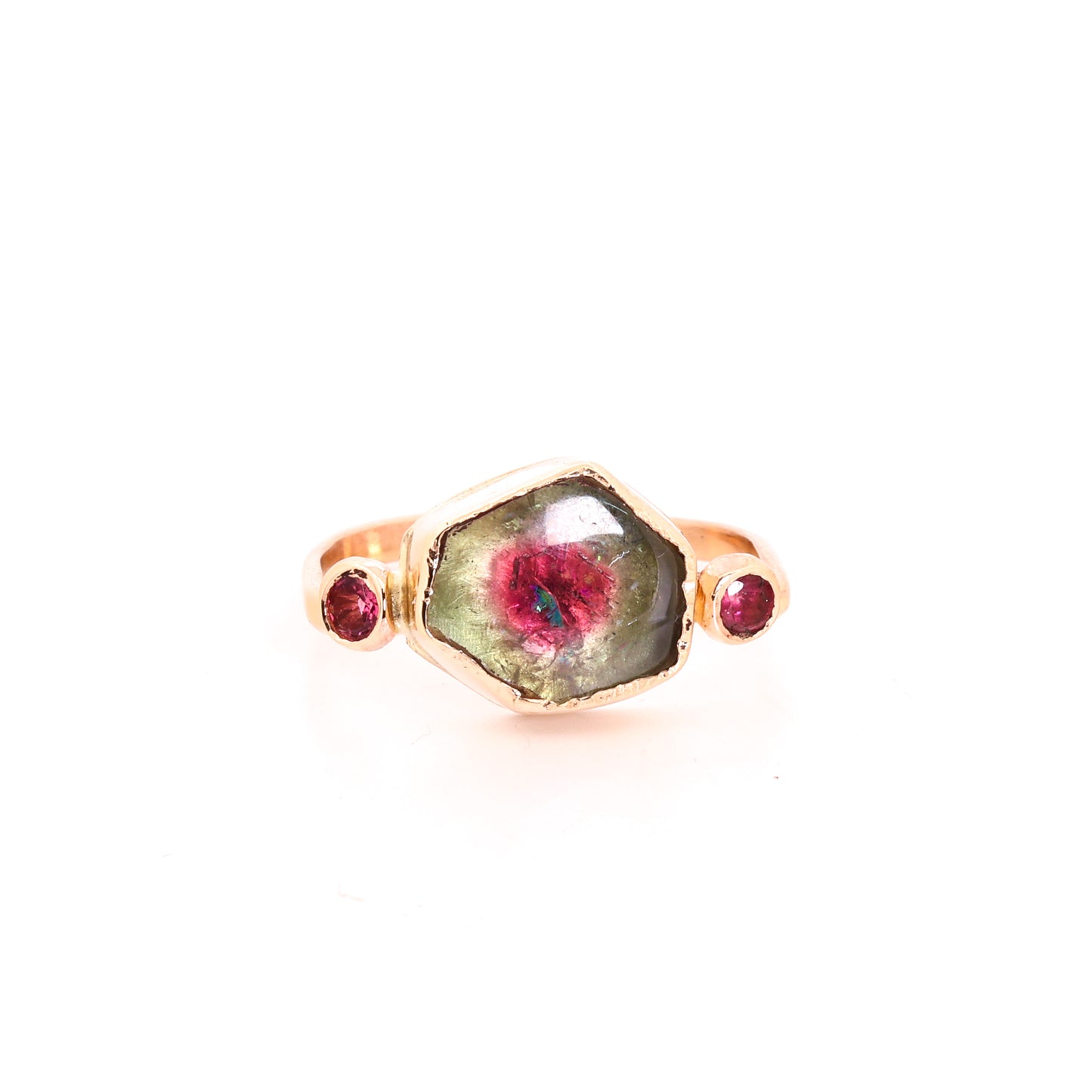 Bi-Color Indicolite to Rubellite Tourmaline 14k Gold Ring