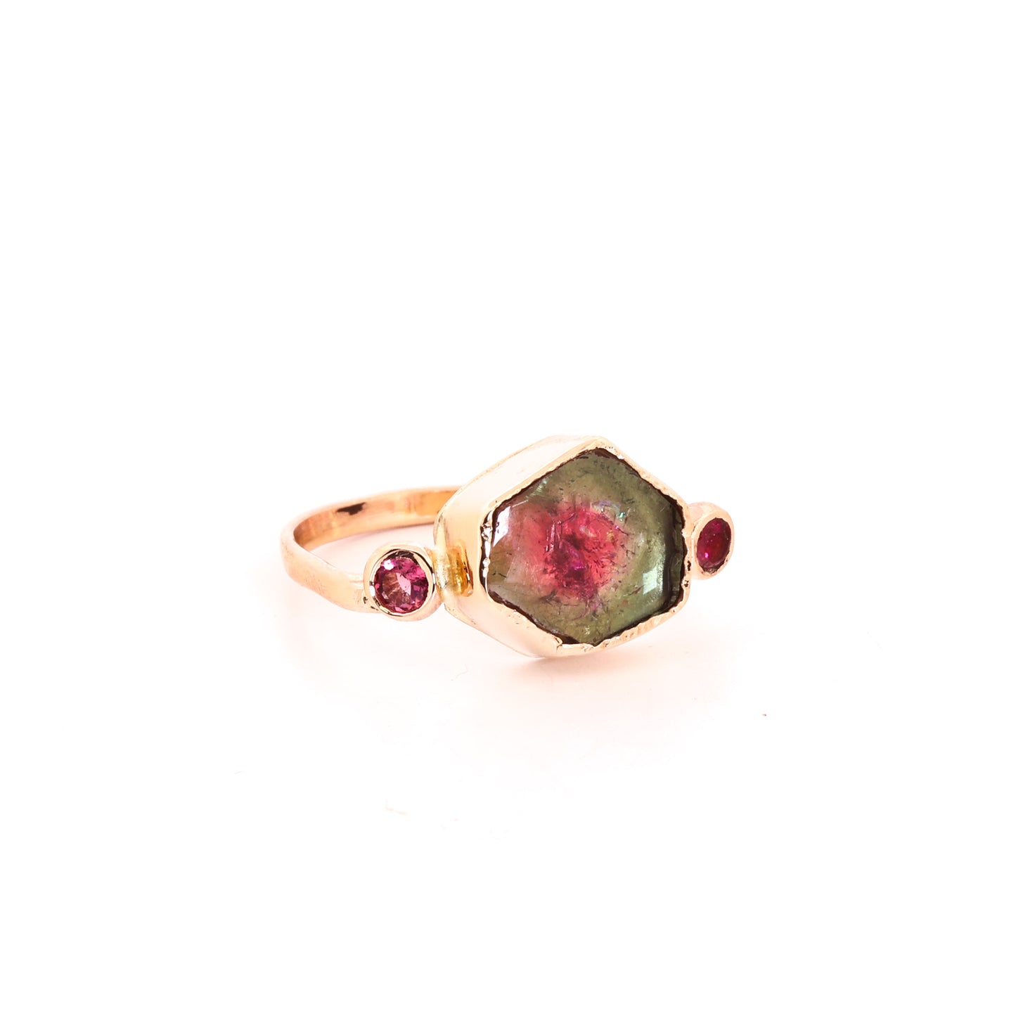 Bi-Color Indicolite to Rubellite Tourmaline 14k Gold Ring