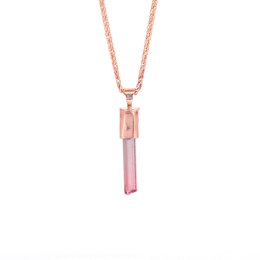 Pink Tourmaline in 14k Rose Gold Pendant