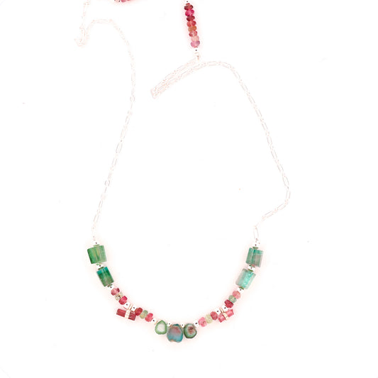 Raw Tourmaline & Cable Chain Necklace
