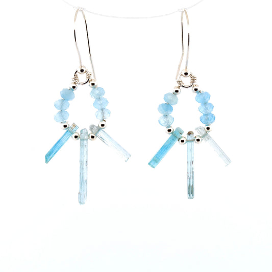 Raw Aquamarine Crystal Earrings, medium