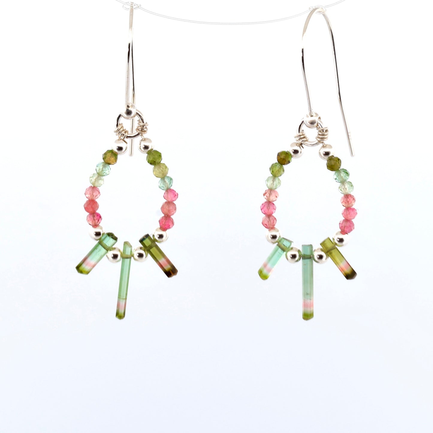Raw Watermelon Tourmaline Earrings, small