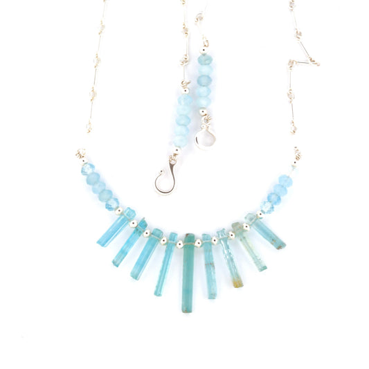 Raw Aquamarine Crystal & Silver Necklace