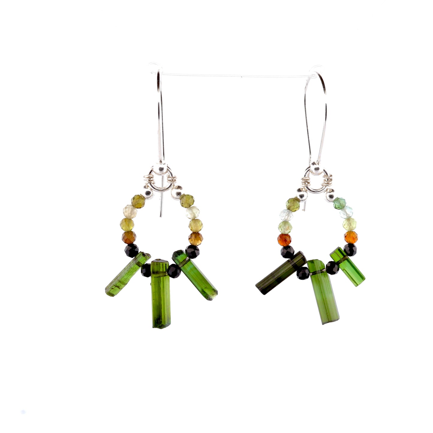 Raw Olive Tourmaline Crystal Earrings Small