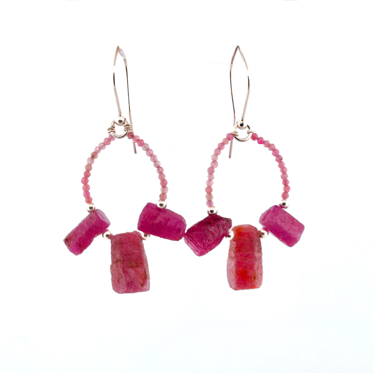 Raw Ruby and sterling silver earrings
