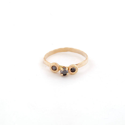 14k gold and black diamond ring