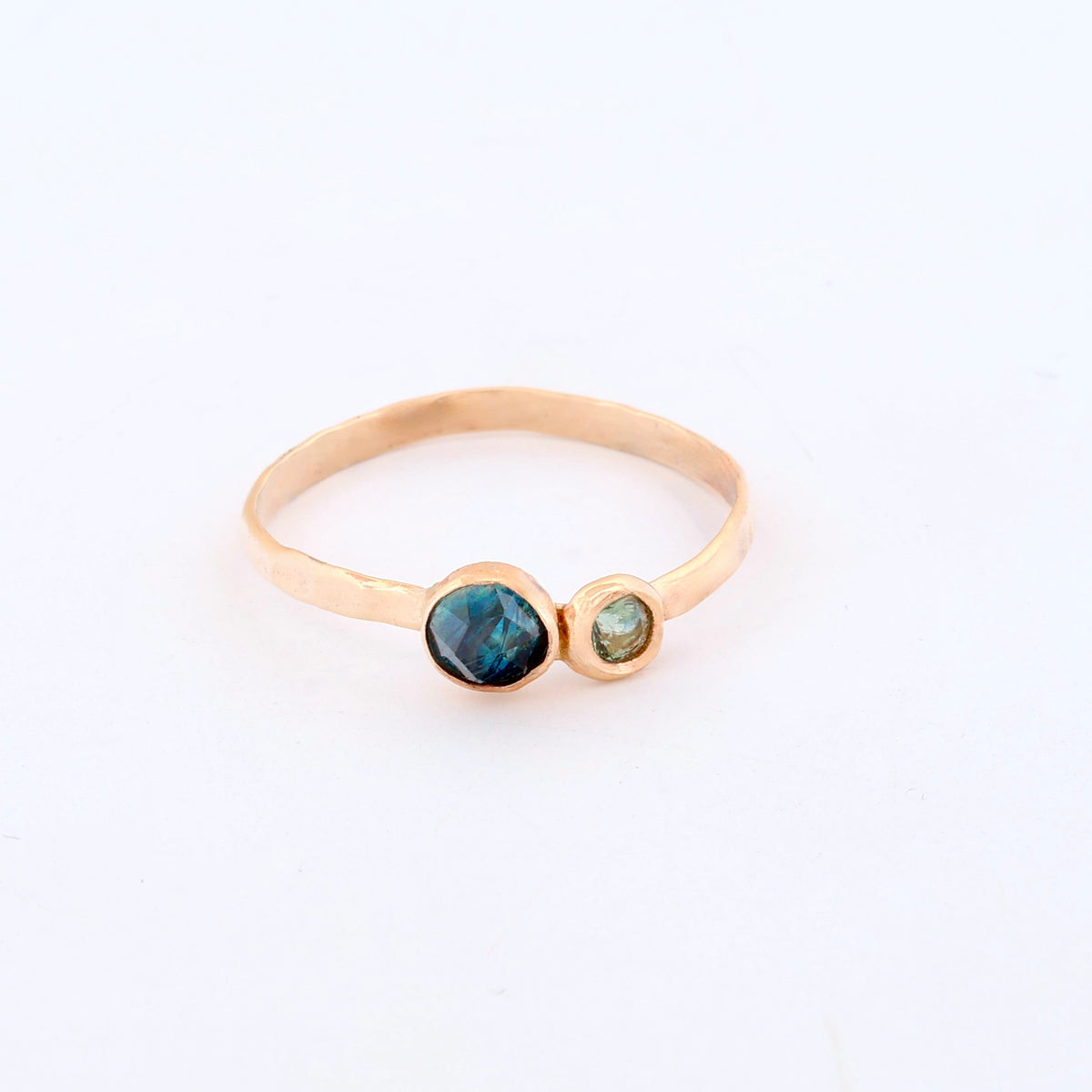 14k Gold with 2 Montana sapphires