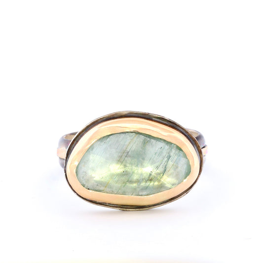 Black and Gold Aquamarine Ring