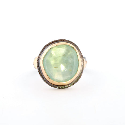Black and Gold Aquamarine Moon Ring