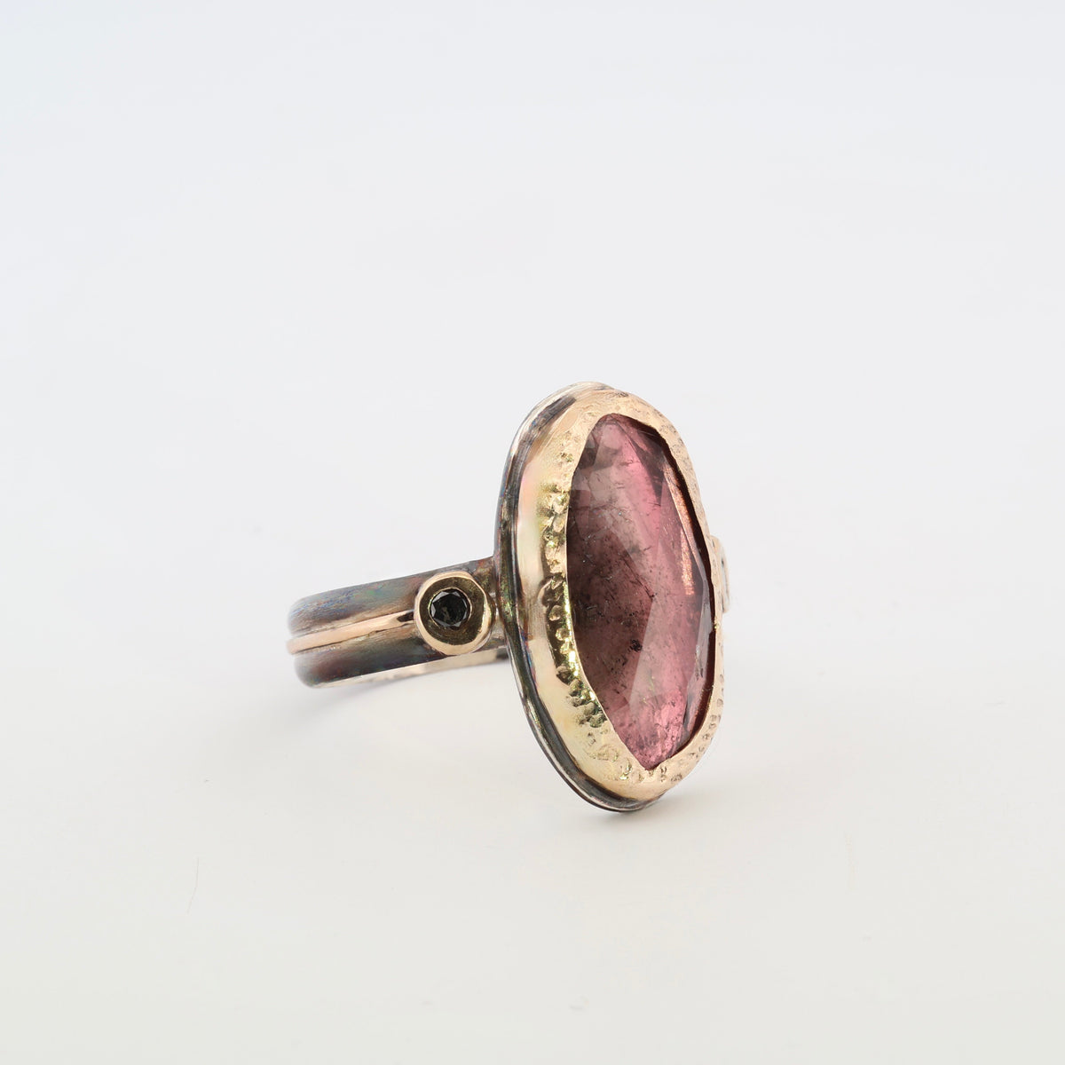 Black and gold Tourmaline and black diamond ring