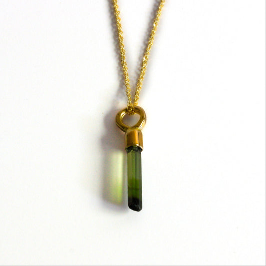 14k yellow gold and olive green tourmaline