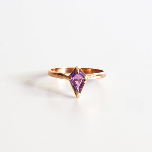 14k Rose Gold Pink Sapphire Kite Ring