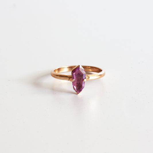 14k Rose Gold & Pink Sapphire Shield Ring