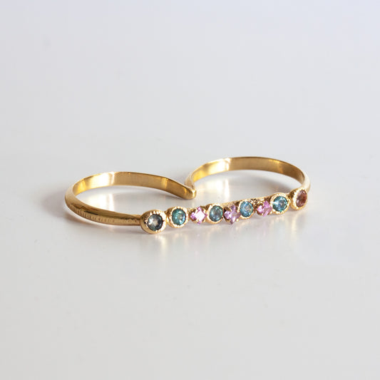 14k Yellow Gold 2-Finger Sapphire Ring