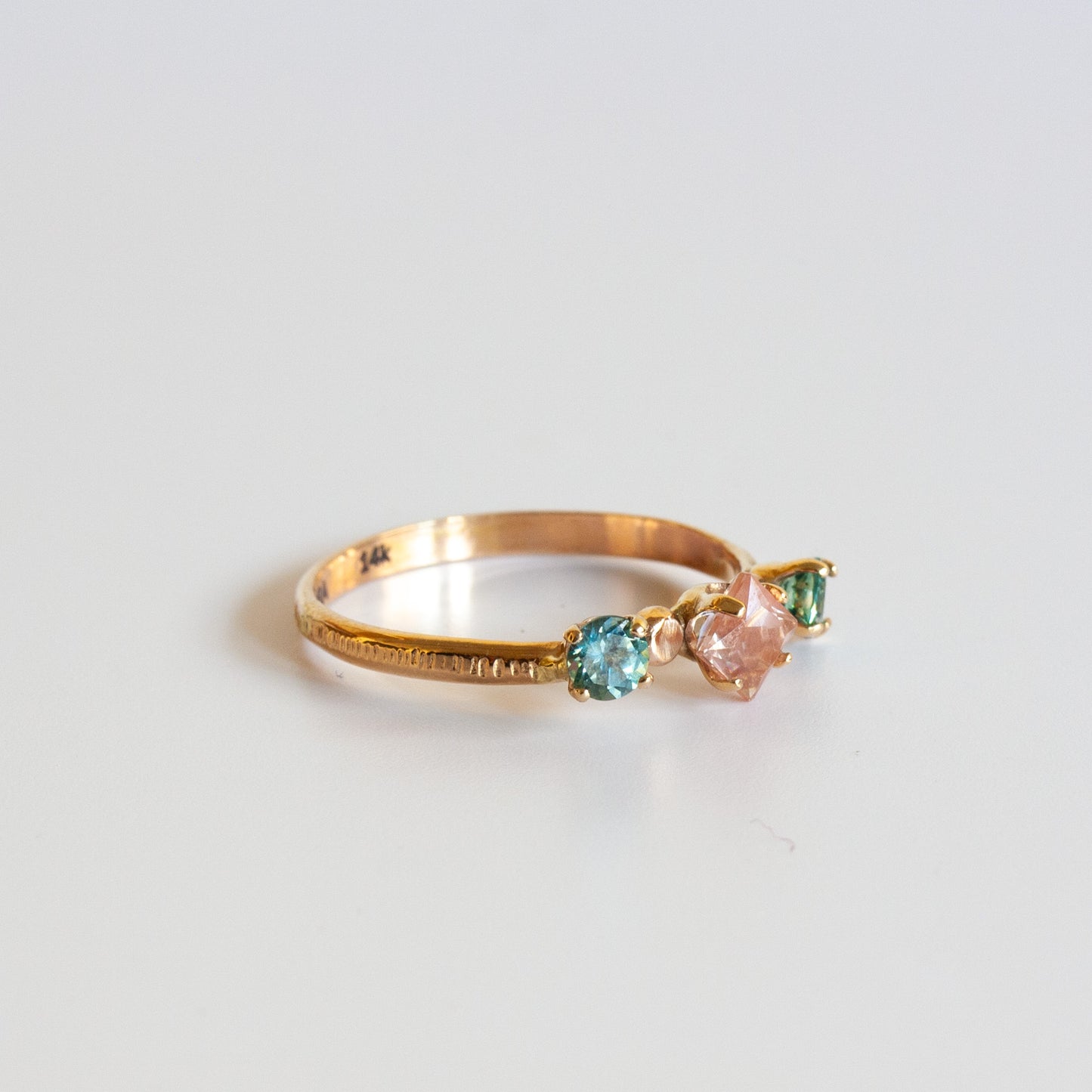 14k Sunstone and Sapphire ring