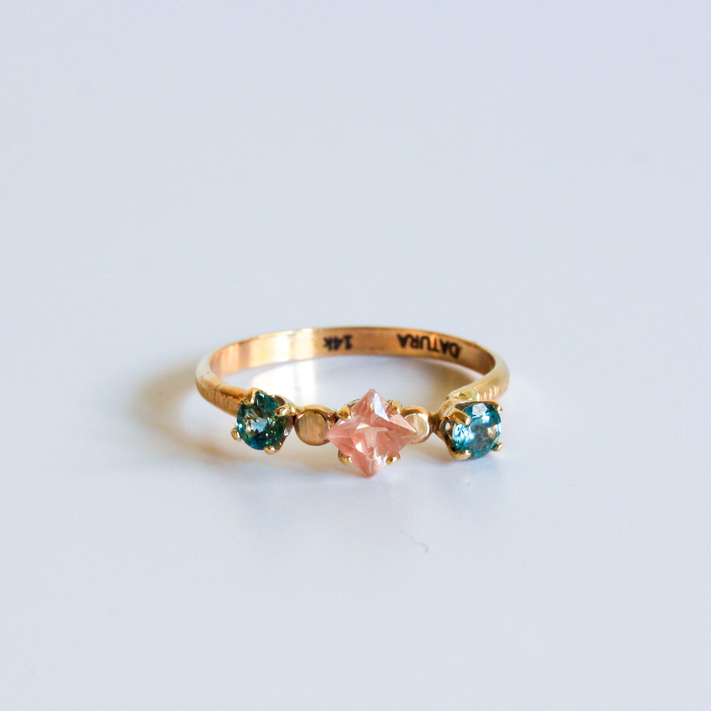14k Sunstone and Sapphire ring