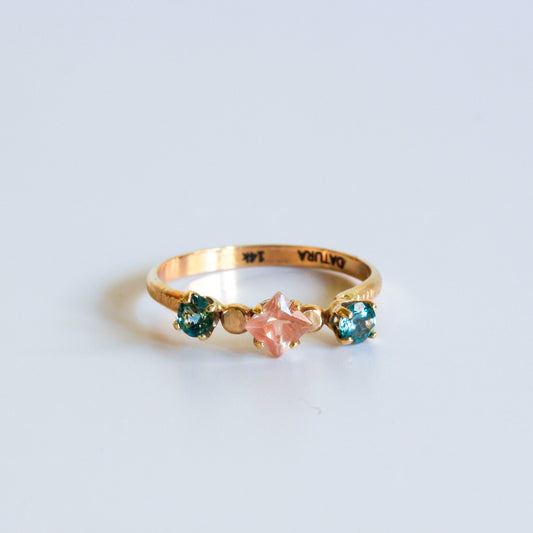 14k Sunstone and Sapphire ring