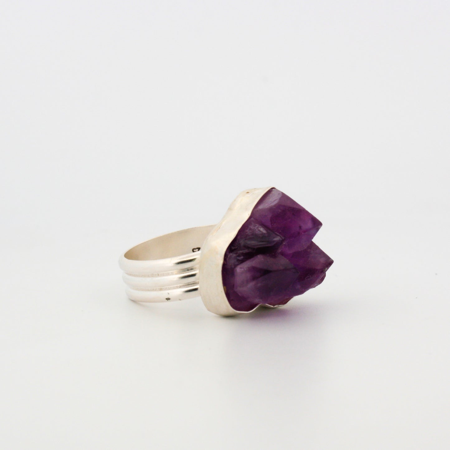Sterling Silver & Raw Amethyst Ring