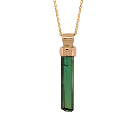 Dark Green Tourmaline in 14k