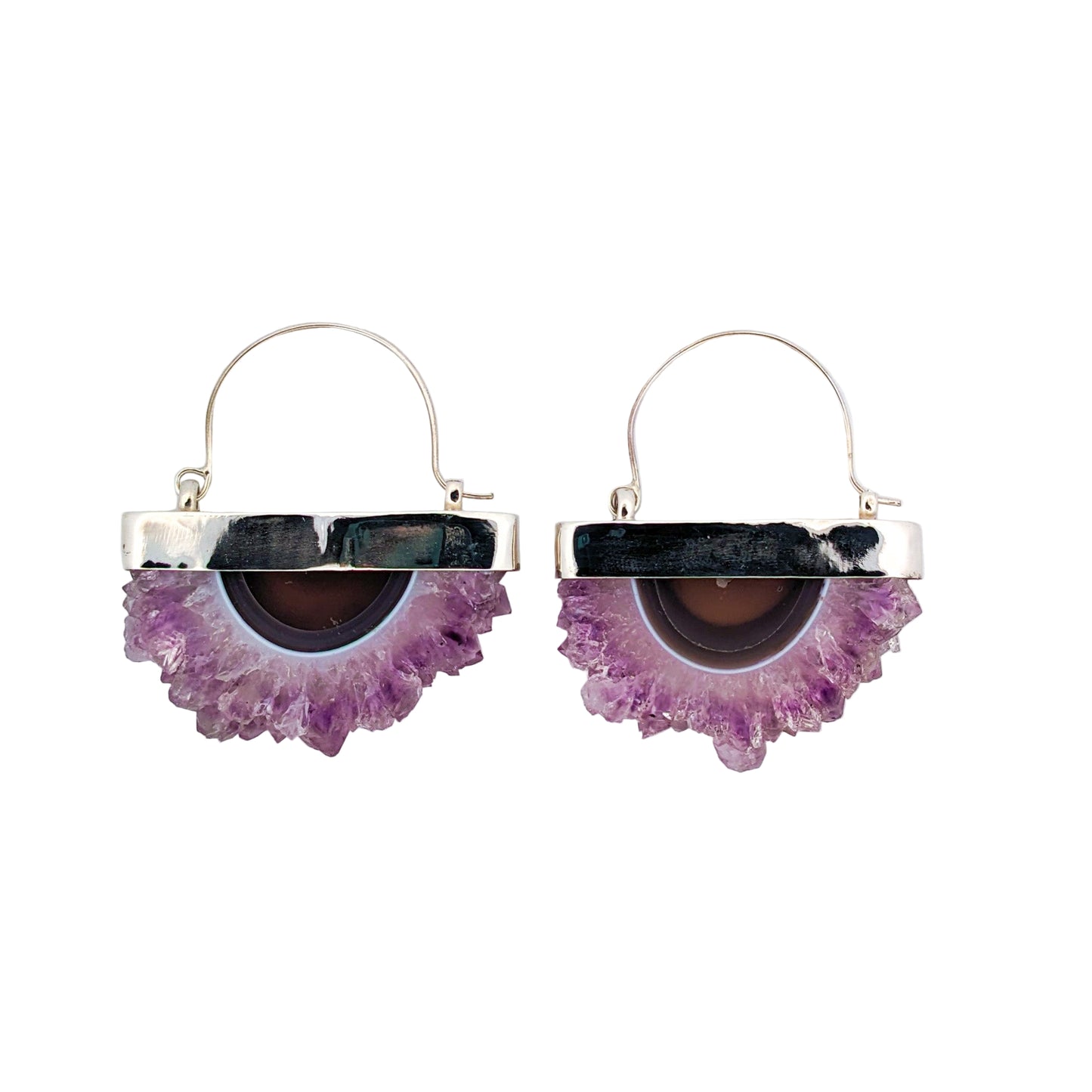 Large Amethyst Geode Slice Earrings