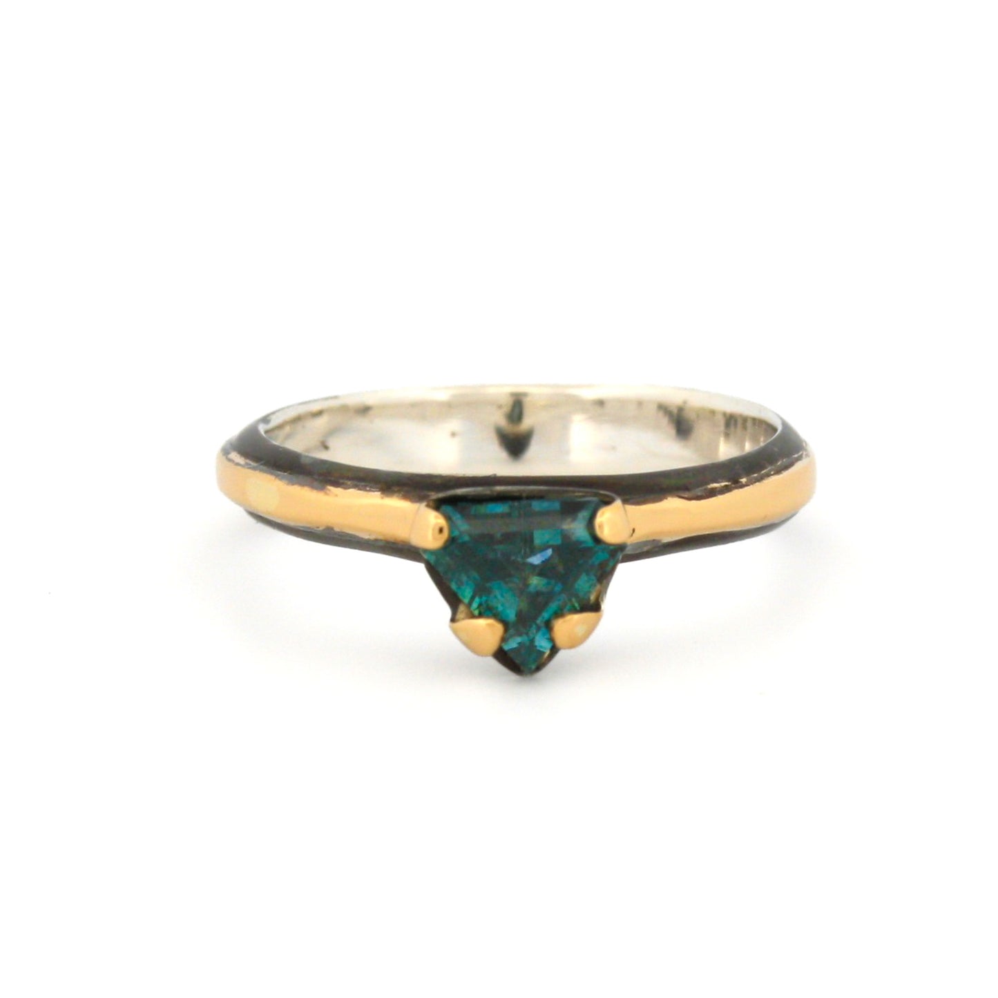Sapphire Shield Silver and Gold Ring