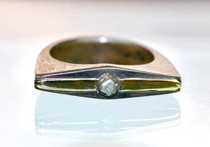 Sterling Silver and 14k yellow Gold .25ct rough Diamond Ring